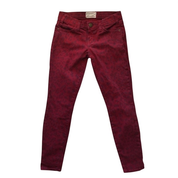 Current Elliot Skinny Jeans The Stiletto Womens 30 Leopard Print Blood Red - Picture 2 of 9